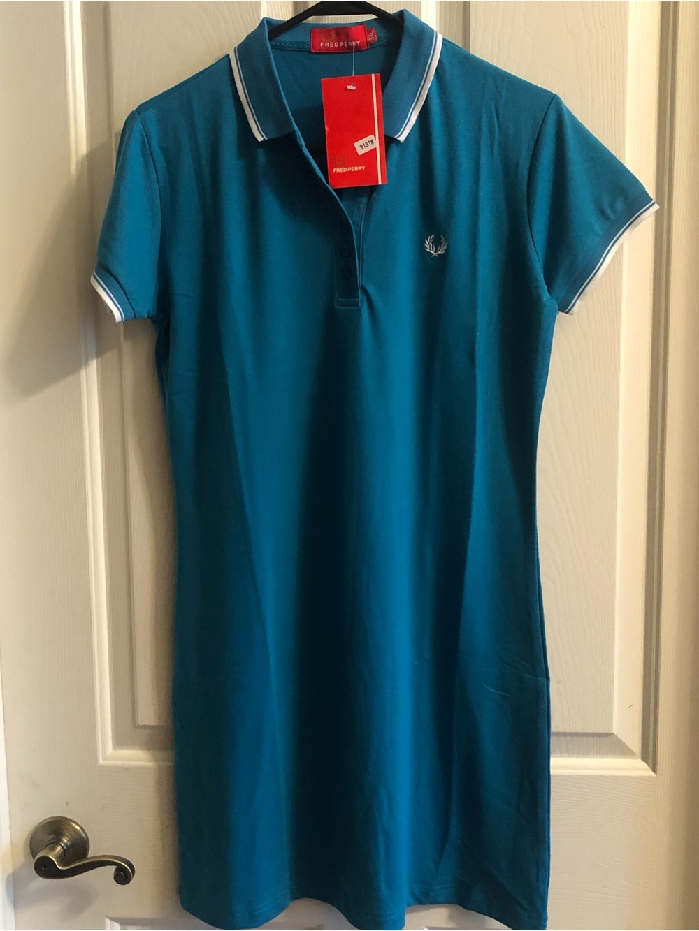 Fred Perry Teal Polo Shirt Dress with White Trim